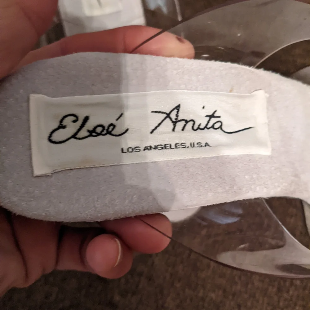 💎Disco Heaven! Vintage lucite sky high heels  with silver beads By Else Anita💎